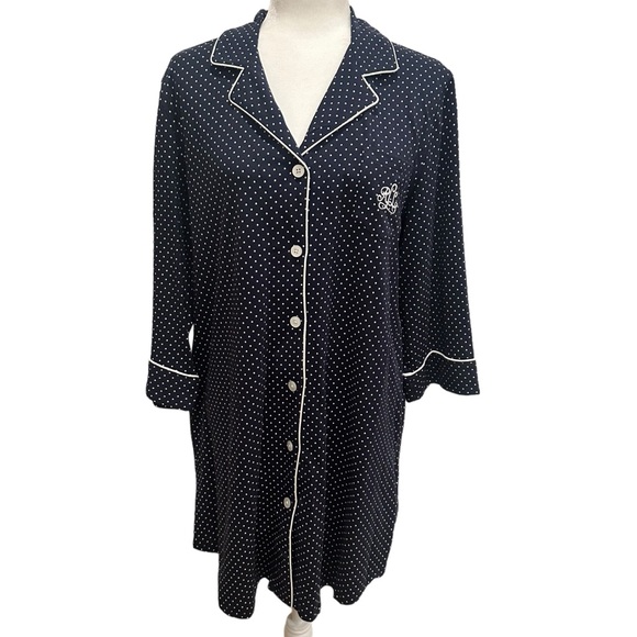 Lauren Ralph Lauren Other - Lauren Ralph Lauren Navy Blue Polka Dot Nightgown Size L